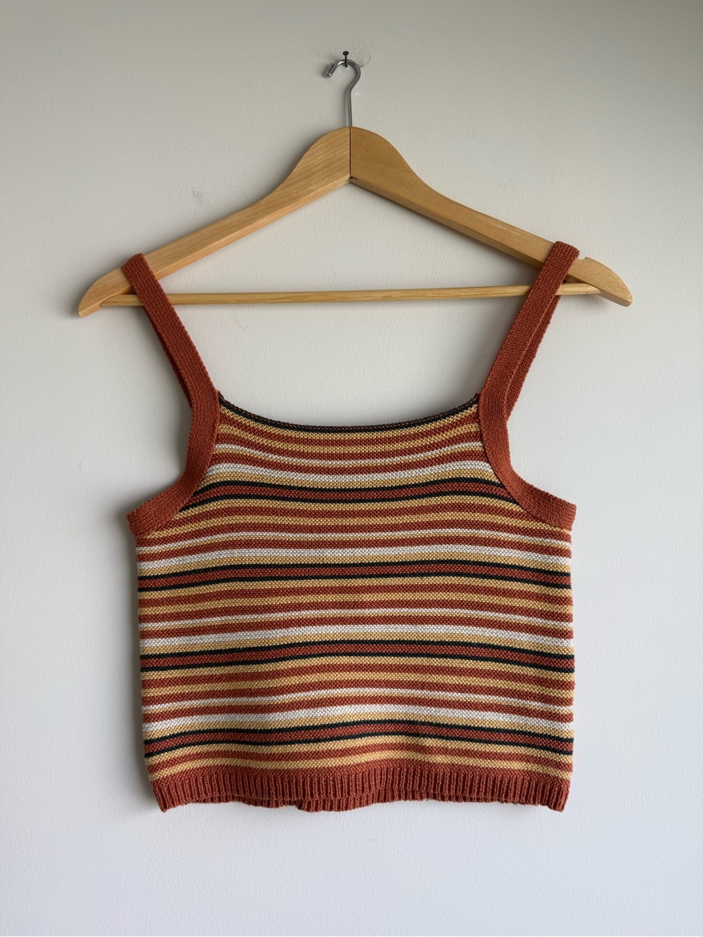 BeCool Striped Knit Crop Tank Top Boho Y2K Medium
